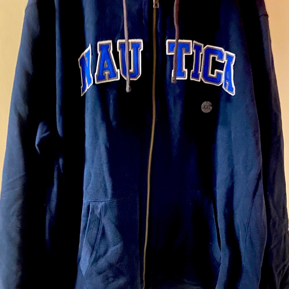 Nautica Hoodie, Navy Blue zip up, xxl